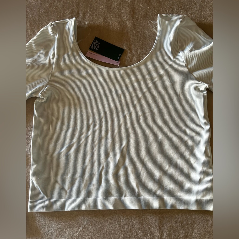 Wild Fable Seamless Ribbed Soft Blue Crop Top Long Sleeve Size XXL New - Picture 2 of 7